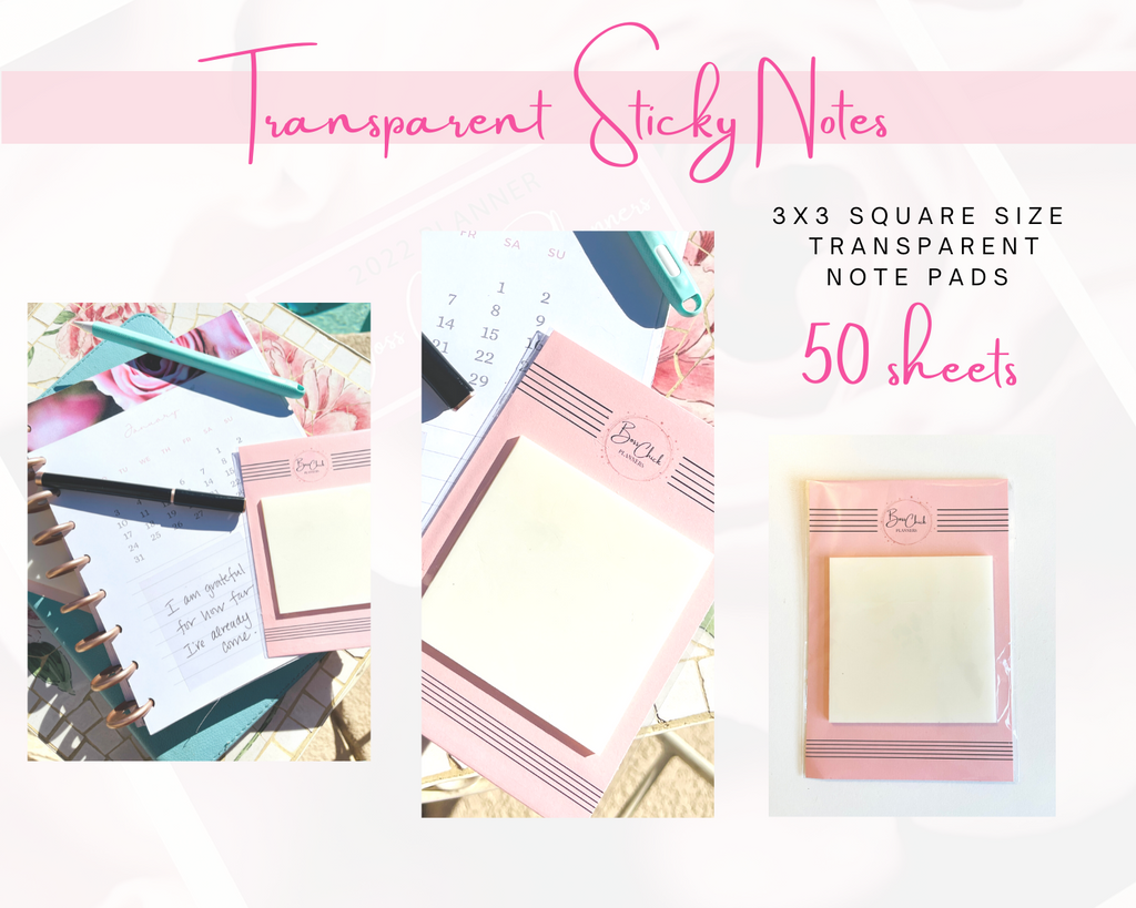 Transparent Sticky Notes 3x3 Perfect for planners, write clearly on to –  BossChickPlanners